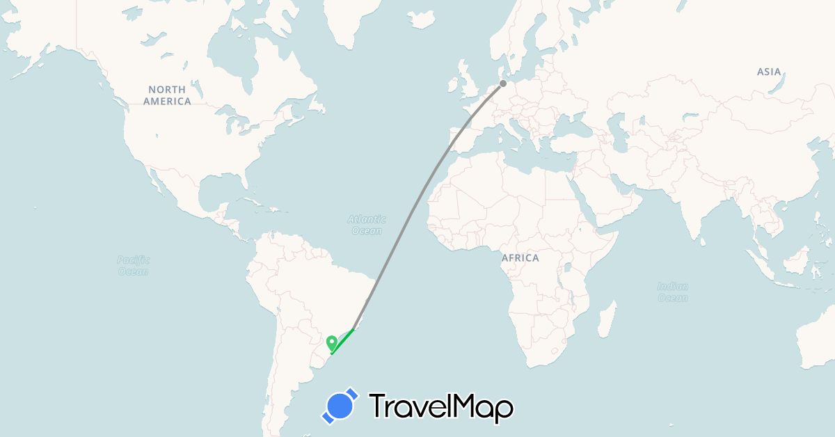 TravelMap itinerary: driving, bus, plane in Brazil, Germany (Europe, South America)